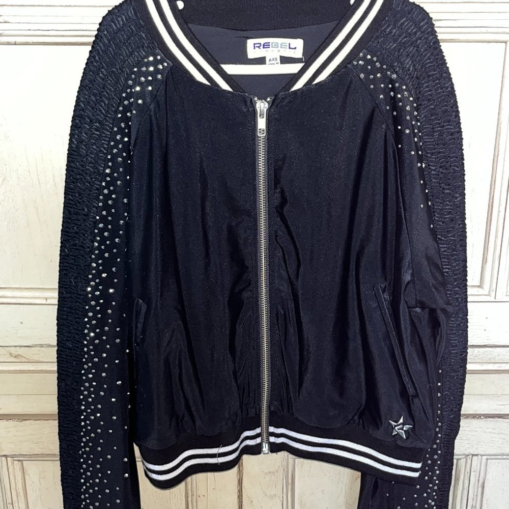 Rebel Athletic Ruched Sleeve Jacket with Swarovski Crystals